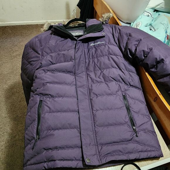 Men's Eddie Bauer Boundary Pass Down Purple Parka Puffer Jacket Size Large L NEW - Picture 5 of 16